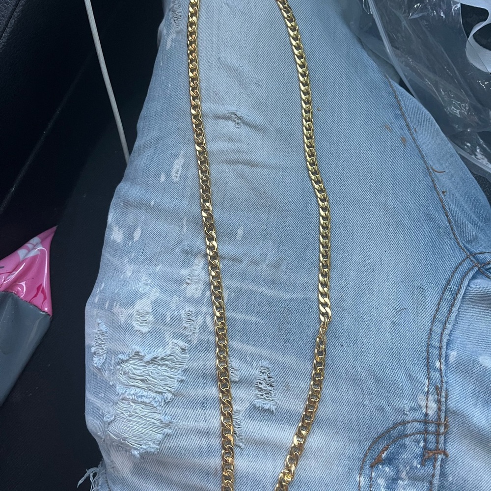 Goldsign Men’s Gold Tone Cuban Link Chain an bracelet set very